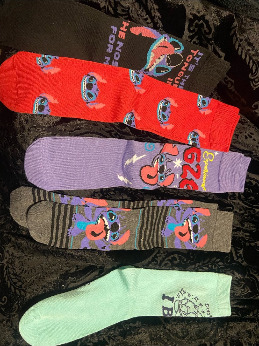 Disney Men's Crew Socks Pack - Red, Purple, Gray, Black, Mint
